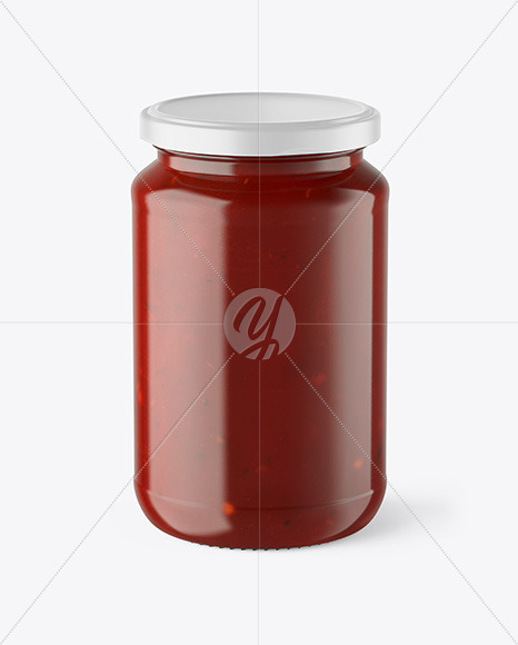 Download Clear Glass Jar With Red Sauce Mockup In Jar Mockups On Yellow Images Object Mockups Yellowimages Mockups