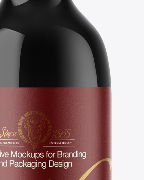 Dark Glass Wine Bottle Mockup PSD #1