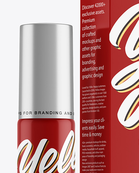 Glossy Roller Bottle with Box Mockup PSD #7