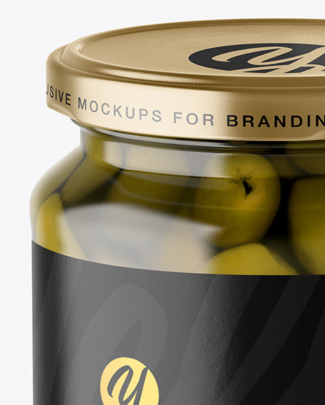 Clear Glass Jar with Olives Mockup PSD #2
