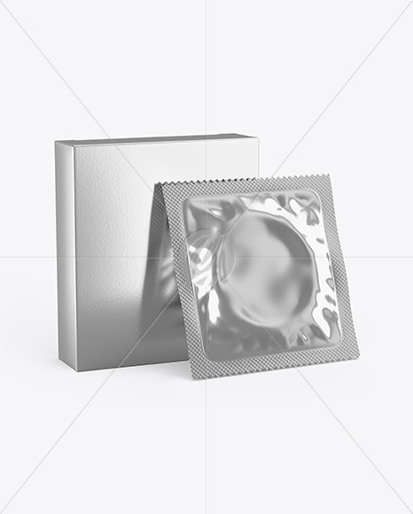 Download Glossy Metallic Condom Packaging Mockup In Box Mockups On Yellow Images Object Mockups PSD Mockup Templates