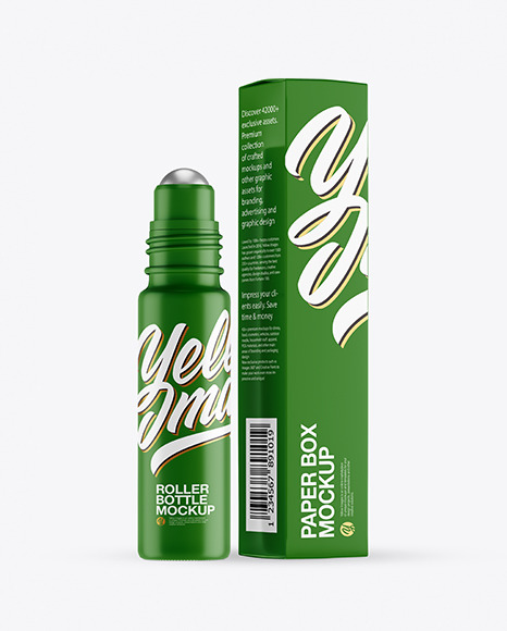 Matte Roller Bottle with Box Mockup