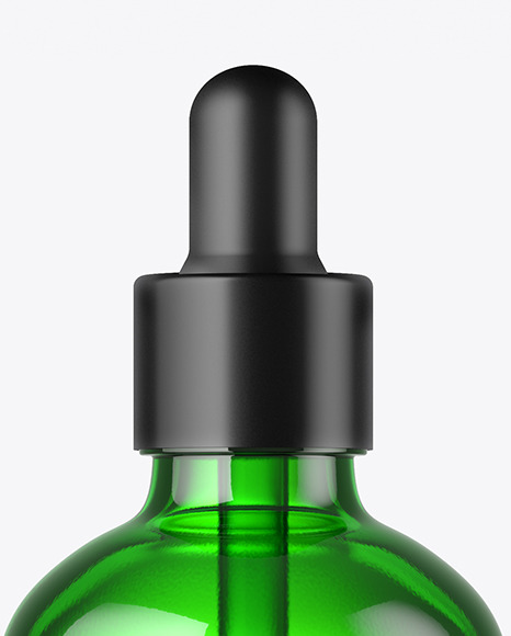 100ml Green Glass Dropper Bottle Mockup PSD #1