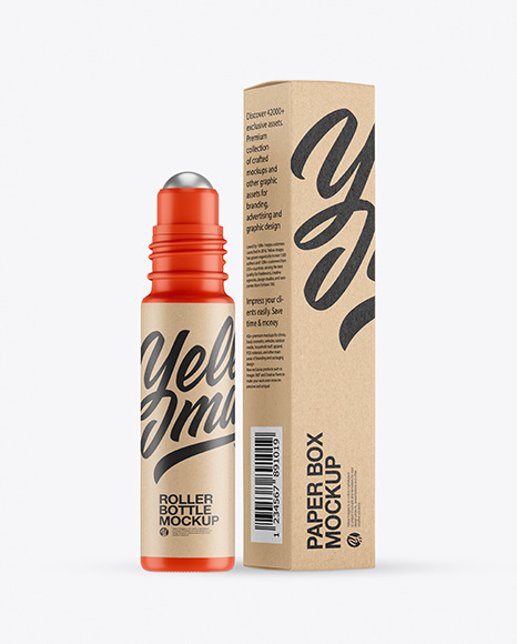 Matte Roller Bottle with Kraft Box Mockup
