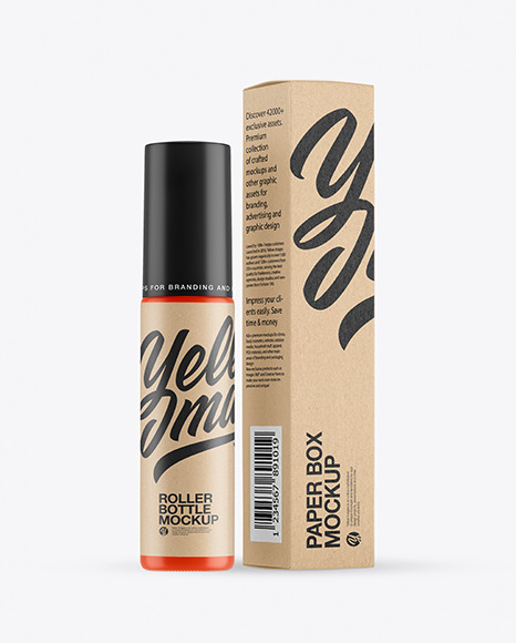 Matte Roller Bottle with Kraft Box Mockup PSD #2