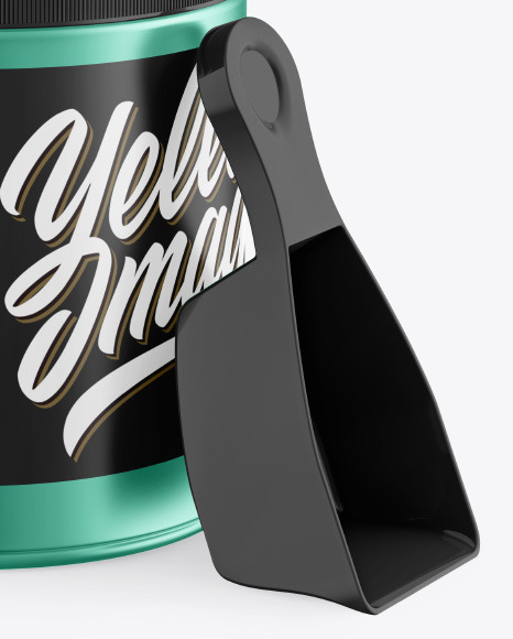 Metallic Plastic Jar w  Spoon Mockup PSD #4