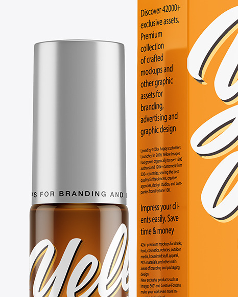Amber Glass Roller Bottle with Box Mockup PSD #7