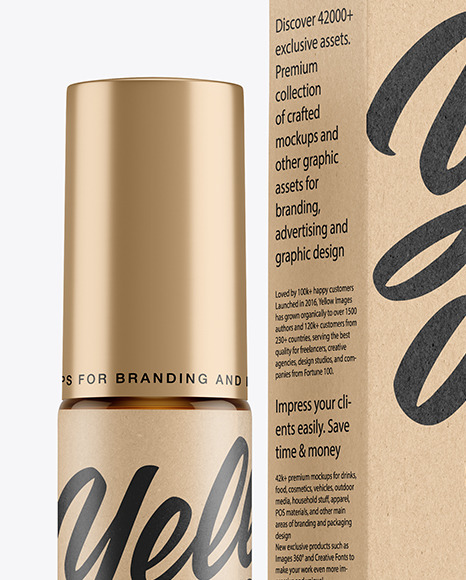 Amber Glass Roller Bottle with Kraft Box Mockup PSD #7