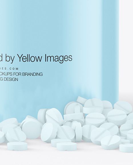 Glossy Plastic Jar with Pills Mockup PSD #1