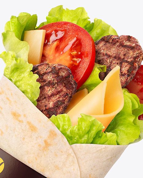 Hand w  Beef Wrap Mockup PSD #2