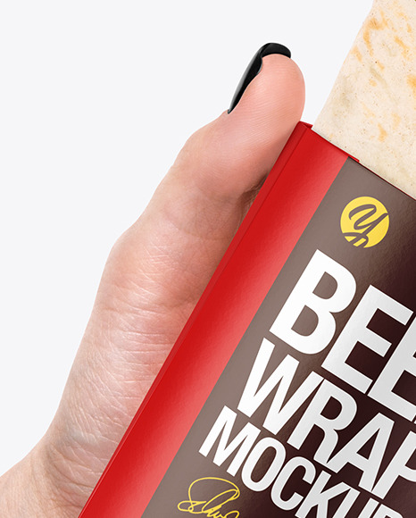 Hand w  Beef Wrap Mockup PSD #1