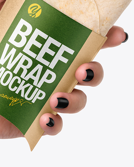 Hand w  Beef Wrap Mockup PSD #7