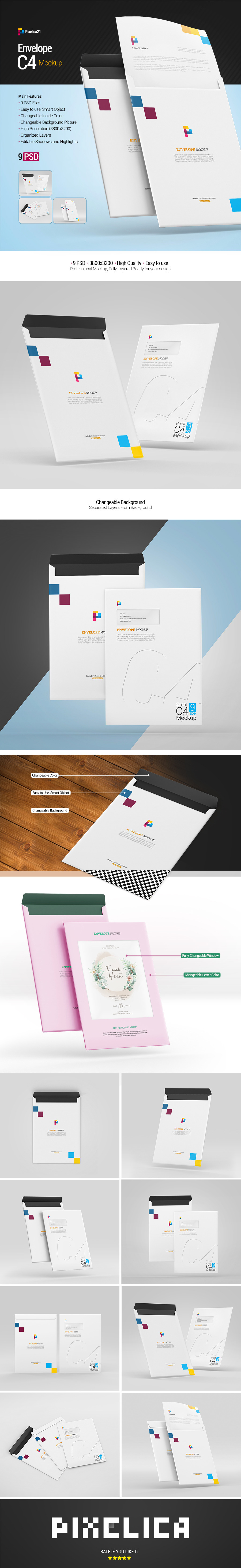 Download Envelope C4 Mockup In Stationery Mockups On Yellow Images Creative Store Yellowimages Mockups