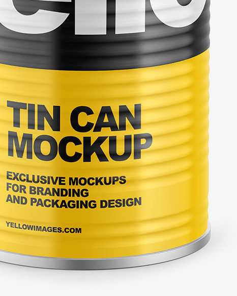 Download Tin Can W Glossy Finish Mockup In Can Mockups On Yellow Images Object Mockups