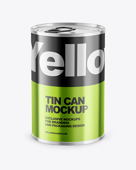 Glossy Metallic Tin Can Mockup