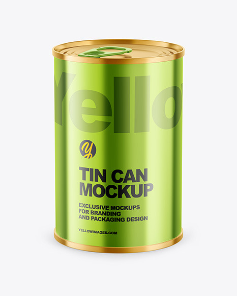 Glossy Metallic Tin Can Mockup PSD #2