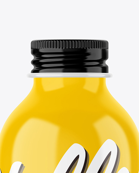 Glossy 200ml Aluminum Bottle w  Screw Cap Mockup PSD #1