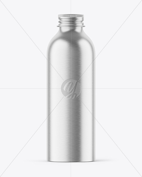 Brushed Metallic 200ml Aluminum Bottle w  Screw Cap Mockup PSD #1