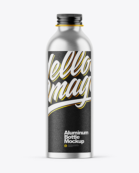 Brushed Metallic 200ml Aluminum Bottle w  Screw Cap Mockup PSD #4