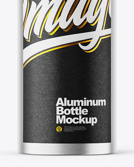 Brushed Metallic 200ml Aluminum Bottle w  Screw Cap Mockup PSD #1