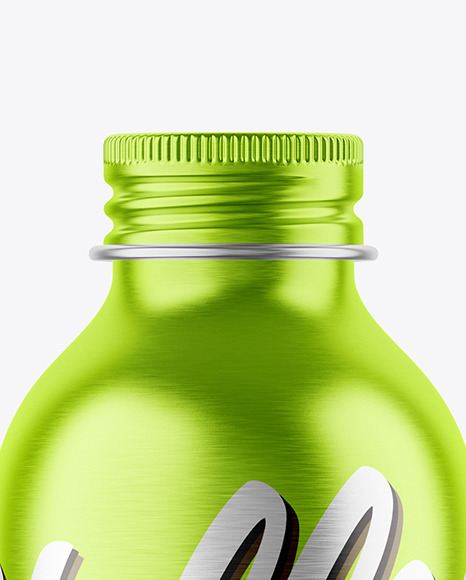 Brushed Metallic 200ml Aluminum Bottle w  Screw Cap Mockup PSD #6