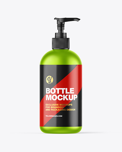 Matte Metallic Bottle w  Open Pump Mockup PSD #2