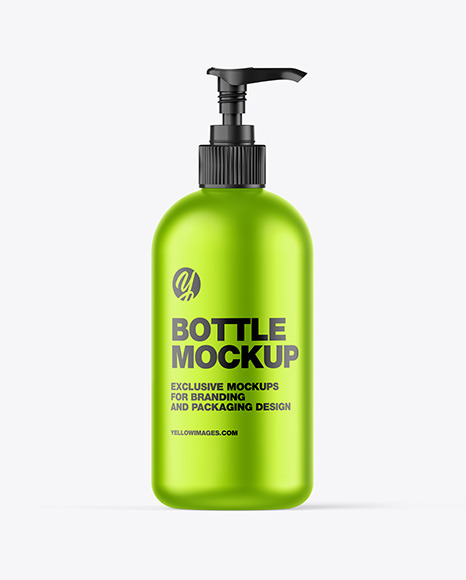 Matte Metallic Bottle w/ Open Pump Mockup