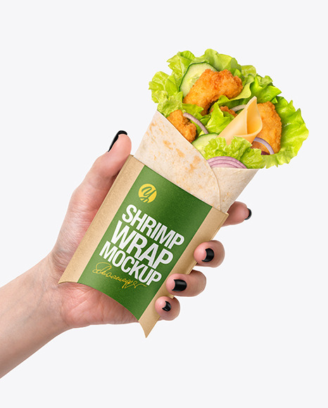 Download Hand W Shrimp Wrap Mockup In Packaging Mockups On Yellow Images Object Mockups