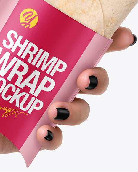 Download Hand W Shrimp Wrap Mockup In Packaging Mockups On Yellow Images Object Mockups