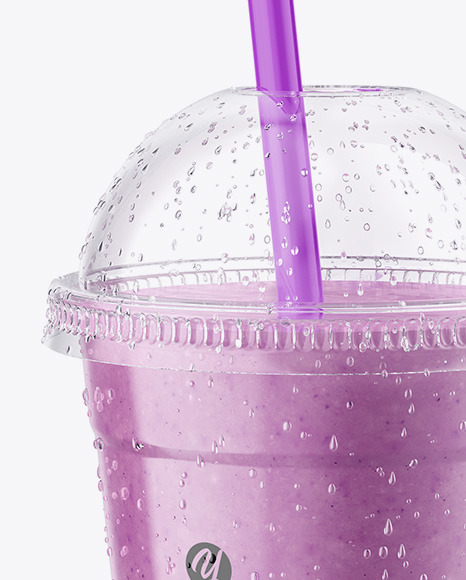 Blueberry  Smoothie Cup with Straw PSD #1
