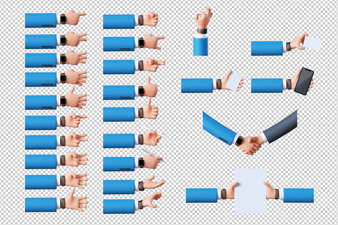 Download Business Cartoon Hands Set In Design Elements On Yellow Images Creative Store