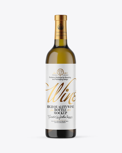 Antique Green Glass White Wine Bottle Mockup