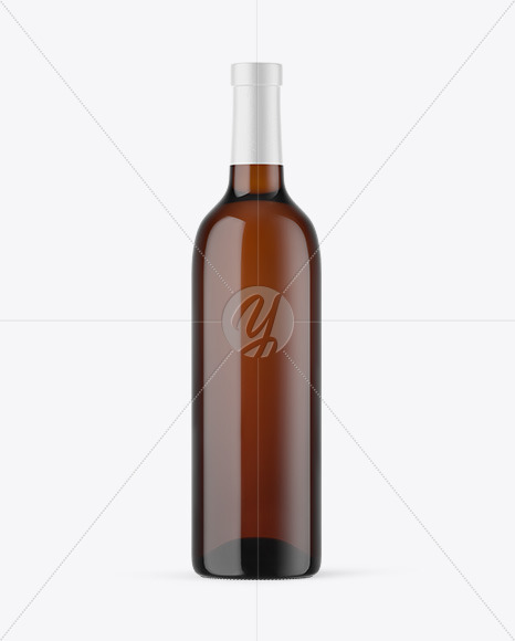 Amber Glass White Wine Bottle Mockup PSD #3