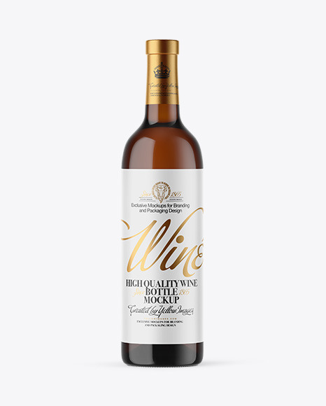 Amber Glass White Wine Bottle Mockup