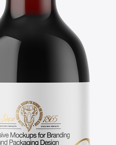 Antique Green Glass Red Wine Bottle Mockup PSD #1