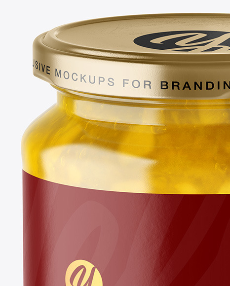 Clear Glass Jar with Pineapple jam Mockup PSD #2