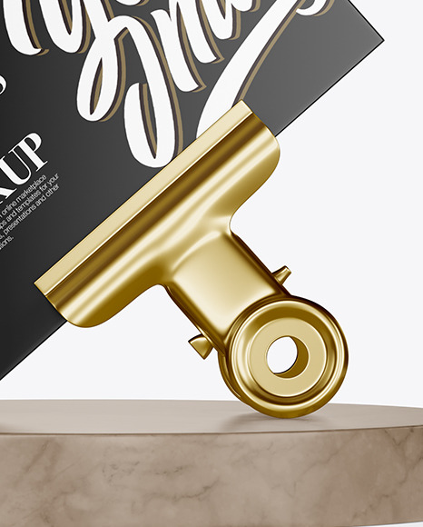 Glossy Business Card with Pin Marble Mockup PSD #1