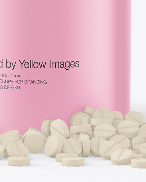 Matte Plastic Jar with Pills Mockup PSD #1