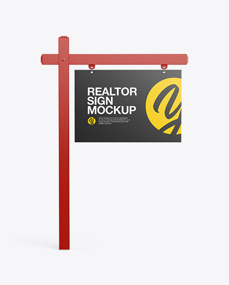 Download Realtor Sign Mockup Front View In Outdoor Advertising Mockups On Yellow Images Object Mockups PSD Mockup Templates