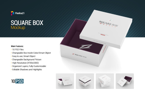 Square Box Mockup In Packaging Mockups On Yellow Images Creative Store