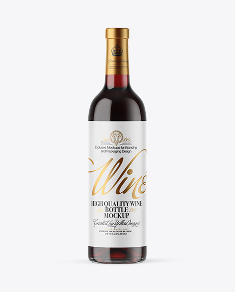 Download Clear Glass Red Wine Bottle Mockup in Bottle Mockups on Yellow Images Object Mockups