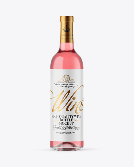 Clear Glass Pink Wine Bottle Mockup