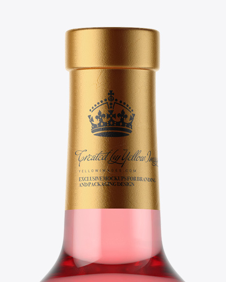 Clear Glass Pink Wine Bottle Mockup PSD #2