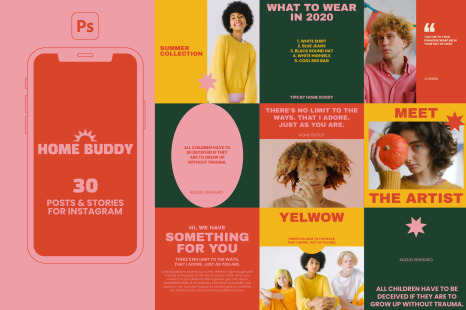 HOMEBUDDY Colorful Instagram Templates - Posts &amp; Stories
