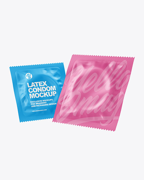 Download Two Matte Condom Packaging Mockup Yellow Author