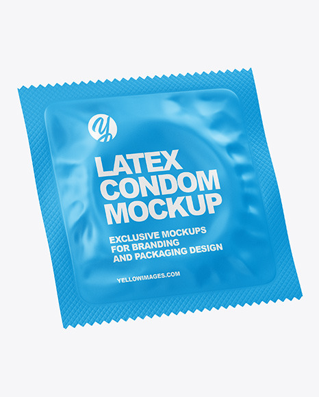 Two Matte Condom Packaging Mockup In Sachet Mockups On Yellow Images Object Mockups