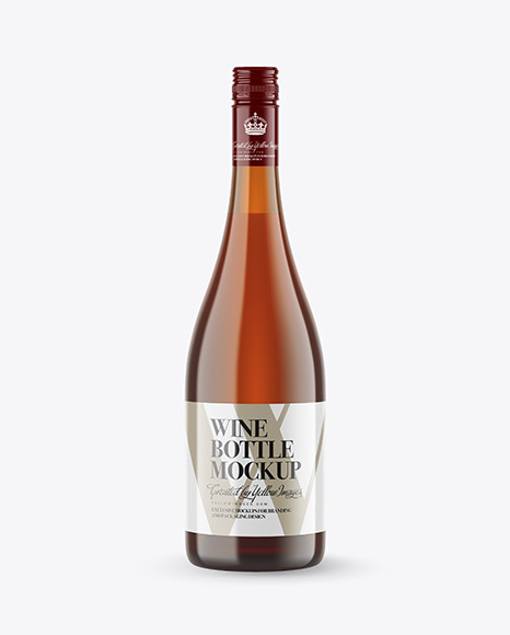 Amber Glass White Wine Bottle Mockup PSD #2