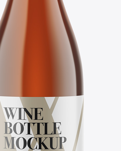 Amber Glass White Wine Bottle Mockup PSD #6