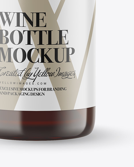 Amber Glass White Wine Bottle Mockup PSD #7