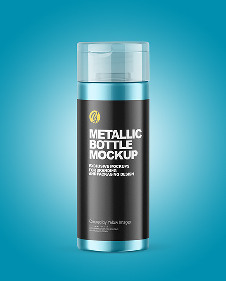 Glossy Metallic Bottle Mockup PSD #2